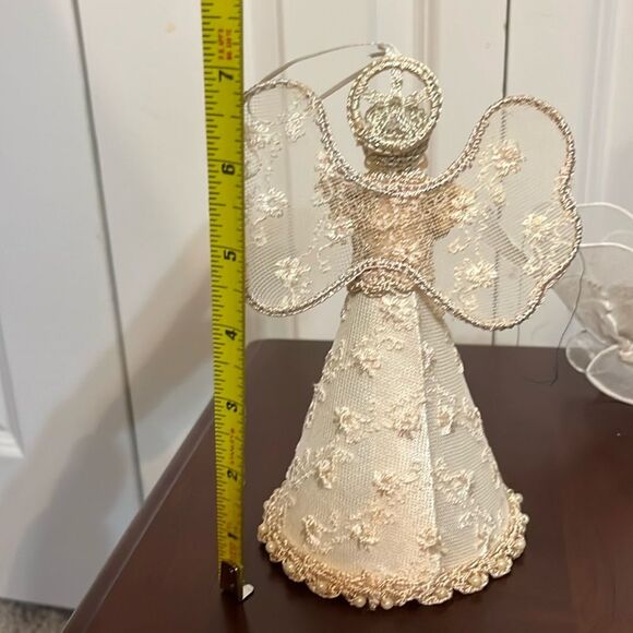 Crochet Lace Angel Holiday Ornament Decoration Set of 3 Bundle Vintage - Picture 3 of 8